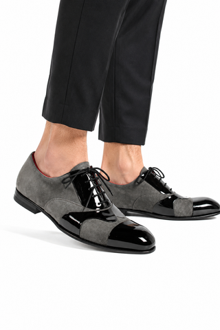 Cesare Paciotti Luxury Italian Men's Designer Shoes Kid Suede Antracite Suede / Plastic Oxfords (CPM2574)