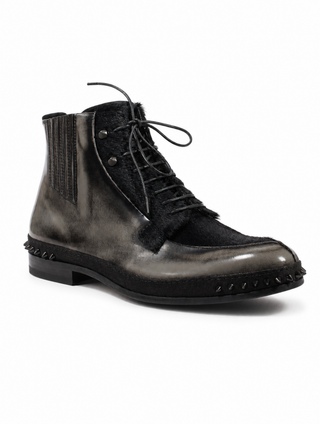 Cesare Paciotti Luxury Italian Men's Designer Shoes Magic Old Antrac Pony Boots (CPM2533)