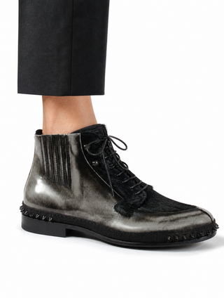 Cesare Paciotti Luxury Italian Men's Designer Shoes Magic Old Antrac Pony Boots (CPM2533)