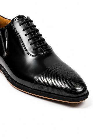 Cesare Paciotti Luxury Italian Men's Designer Shoes Magic Old Black Leather Oxfords (CPM2413)