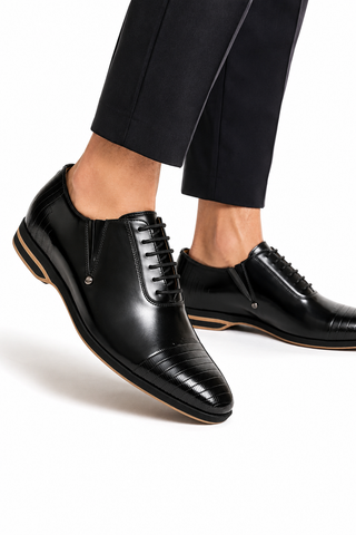 Cesare Paciotti Luxury Italian Men's Designer Shoes Magic Old Black Leather Oxfords (CPM2413)