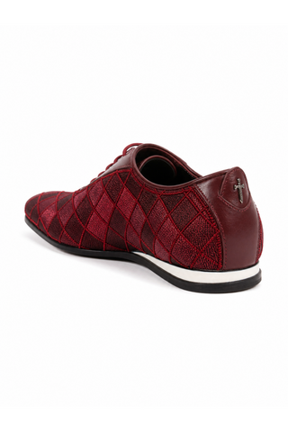 Cesare Paciotti Luxury Italian Men's Designer Shoes Valvet Bordo Soft Melanzana Leather / Fabric Oxfords (CPM2510)