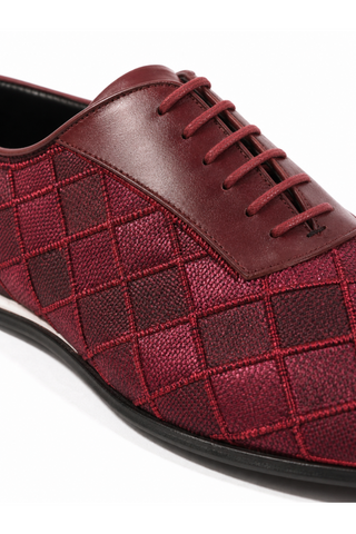 Cesare Paciotti Luxury Italian Men's Designer Shoes Valvet Bordo Soft Melanzana Leather / Fabric Oxfords (CPM2510)