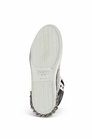 Cesare Paciotti Luxury Italian Men's Designer Shoes White Nappa Bianco Cam Gray Leather / Suede Sneakers (CPM3033)