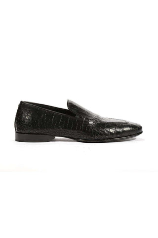 Cesare Paciotti Luxury Italian Men's Loafers Croc Embossed Cocco Lux Black PK Designer Shoes (CPM5448)