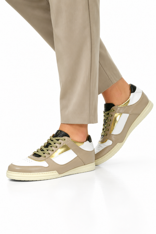 Cesare Paciotti Sand-White Oro Beige White Gold Sneakers (CPM5122)