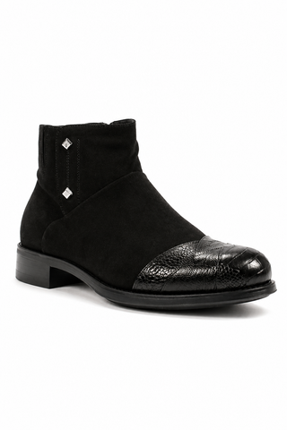 Cesare Paciotti Struzzo Black Vit Cam Suede / Lizard Claw Boots (CPM2565)