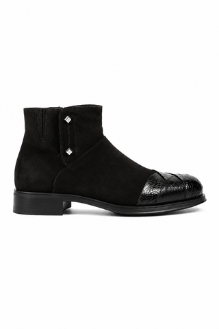 Cesare Paciotti Struzzo Black Vit Cam Suede / Lizard Claw Boots (CPM2565)