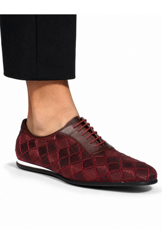 Cesare Paciotti Valvet Bordo Soft Melanzana Leather / Fabric Oxfords (CPM2510)-Dellamoda