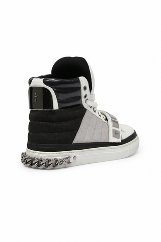 Cesare Paciotti White Nappa Bianco Cam Gray Leather / Suede Sneakers (CPM3033)