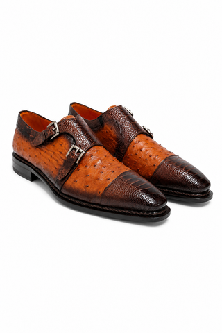 Mezlan SX4957-SP Ostrich / Lizard Double Monk-Strap