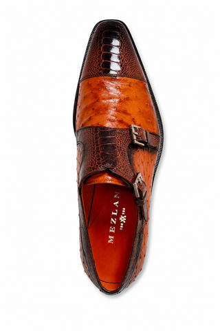 Mezlan SX4957-SP Ostrich / Lizard Double Monk-Strap