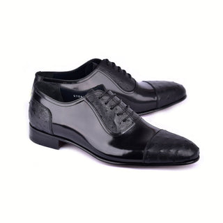 Corrente 6708 Men's Shoes Ostrich Skin & Calf-Skin Leather Oxfords (CRT1485)-AmbrogioShoes