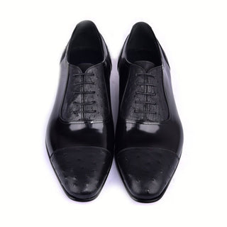 Corrente 6708 Men's Shoes Ostrich Skin & Calf-Skin Leather Oxfords (CRT1485)-AmbrogioShoes