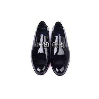 Corrente 7260 Men's Shoes Black Patent Leather Horsebit Formal Loafers (CRT1488)-AmbrogioShoes