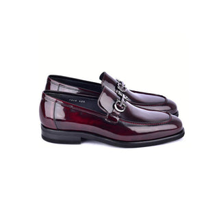 Corrente C0001205-7249 Men's Shoes Dark Burgundy Calf-Skin Leather Formal Horsebit Loafers (CRT1500)-AmbrogioShoes