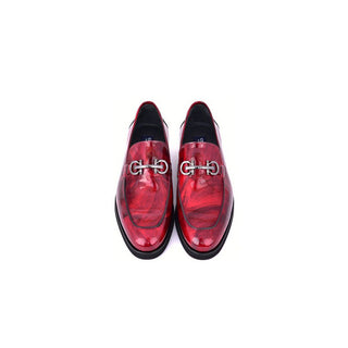 Corrente C0001206-7249 Men's Shoes Marble Red Calf-Skin Leather Formal Horsebit Loafers (CRT1501)-AmbrogioShoes