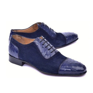 Corrente C00015-6708 Men's Shoes Navy Ostrich / Suede Leather Oxfords (CRT1487)-AmbrogioShoes