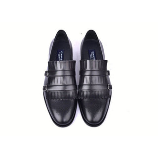 Corrente C0001902-5211 Men's Shoes Black Calf-Skin Leather Kilt Buckles Loafers (CRT1497)-AmbrogioShoes