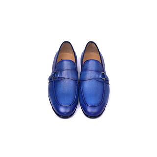 Corrente C0010 6628 Men's Shoes Blue Calf-Skin Leather Monk-Strap Loafers (CRT1456)-AmbrogioShoes