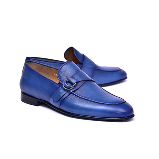 Corrente C0010 6628 Men's Shoes Blue Calf-Skin Leather Monk-Strap Loafers (CRT1456)-AmbrogioShoes