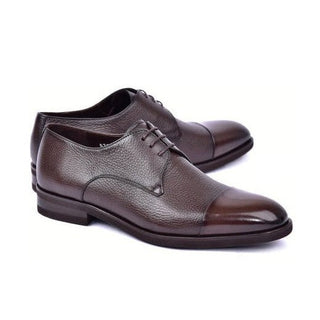 Corrente C001106-6793 Men's Shoes Brown Deer-Skin Leather Derby Cap-Toe Oxfords (CRT1482)-AmbrogioShoes