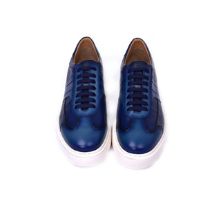 Corrente C0013011-5769 Men's Shoes Navy Combination Calf-Skin Leather Casual Sneakers (CRT1467)-AmbrogioShoes