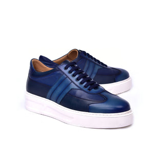 Corrente C0013011-5769 Men's Shoes Navy Combination Calf-Skin Leather Casual Sneakers (CRT1467)-AmbrogioShoes