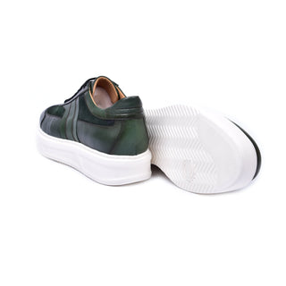 Corrente C0013012-5769 Men's Shoes Green Combination Calf-Skin Leather Casual Sneakers (CRT1468)-AmbrogioShoes