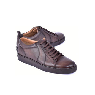 Corrente C0013018-7233 Men's Shoes Brown Calf-Skin Leather Casual Sneakers (CRT1504)-AmbrogioShoes