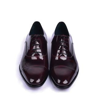 Corrente C0093 6265 Men's Shoes Burgundy Shiny Calf Skin Leather Cap toe Lace Up Oxfords (CRT1450)-AmbrogioShoes