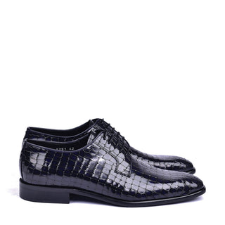 Corrente C01507 6291 Men's Shoes Black Crocodile Print / Calf-Skin Leather Derby Oxfords (CRT1452)-AmbrogioShoes