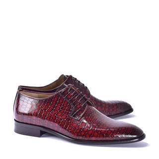 Corrente C01508 6291 Men's Shoes Red Crocodile Print / Calf-Skin Leather Derby Oxfords (CRT1451)-AmbrogioShoes