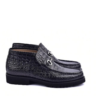 Corrente C03023 5786 Men's Shoes Black Crocodile Print / Calf-Skin Leather Boots (CRT1454)-AmbrogioShoes