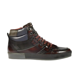 Dico by Corvari Mens Dover Bordo Burgundy Zippered High-Top Sneakers (COR1016)-AmbrogioShoes