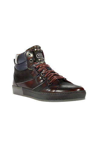 Dico by Corvari Mens Dover Bordo Burgundy Zippered High-Top Sneakers (COR1016)
