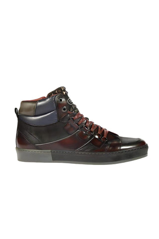 Dico by Corvari Mens Dover Bordo Burgundy Zippered High-Top Sneakers (COR1016)