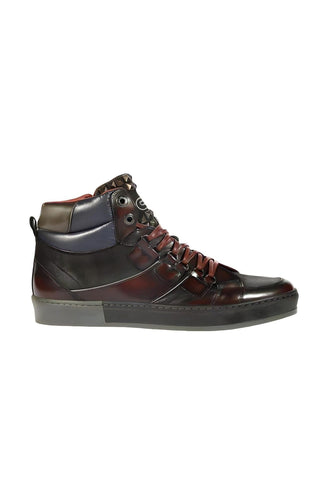 Dico by Corvari Mens Dover Bordo Burgundy Zippered High-Top Sneakers (COR1016)-AmbrogioShoes