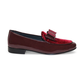 Duca Amalfi Men's Shoes Burgundy Patent Leather-Velvet, Leather Lining Formal Loafers (D1003)-AmbrogioShoes