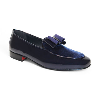 Duca Amalfi Men's Shoes Navy Patent Leather-Velvet, Leather Lining Formal Loafers (D1004)-AmbrogioShoes