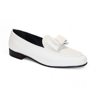 Duca Amalfi Men's Shoes White Patent Leather-Velvet, Leather Lining Formal Loafers (D1007)-AmbrogioShoes