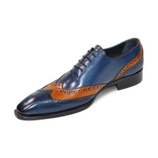 Duca Andora Men's Shoes Navy/Gold Calf-Skin Leather Oxfords (D1142)-AmbrogioShoes