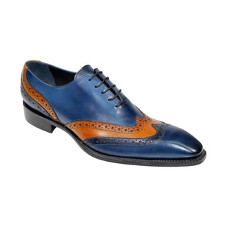 Duca Andora Navy/Gold Calf-Skin Leather Oxfords (D1142)