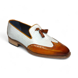 Duca Cosenza Gold/Off White Calf-Skin Leather Loafer (D1147)