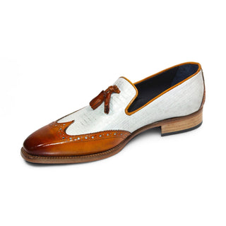 Duca Cosenza Gold/Off White Calf-Skin Leather Loafer (D1147)