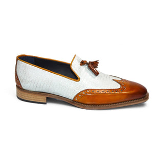 Duca Cosenza Gold/Off White Calf-Skin Leather Loafer (D1147)