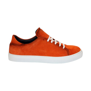 Duca Cremona Men's Shoes Orange Suede Leather Sneakers (D1149)-AmbrogioShoes