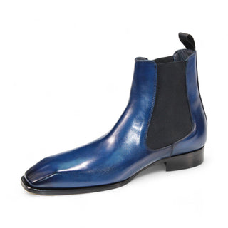 Duca Empoli Men's Shoes Blue Calf-Skin Leather Boots (D1122)-AmbrogioShoes