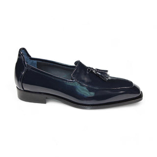 Duca Fano Men's Shoes Navy Patent Leather-Velvet, Leather Lining Formal Loafers (D1139)-AmbrogioShoes