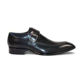 Duca Garda Men's Shoes Black Calf-Skin Leather Monkstraps Oxfords (D1027)-AmbrogioShoes